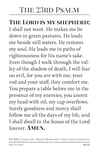 Psalm 23 Prayer Card - Jpg file