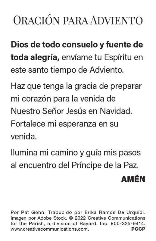 Advent Prayer Card Spanish - Jpg file