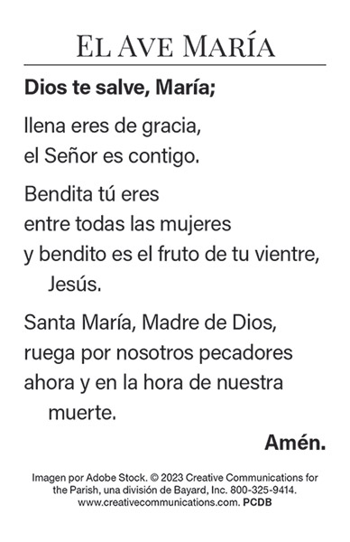 Hail Mary - Spanish Prayer Card - Jpg file
