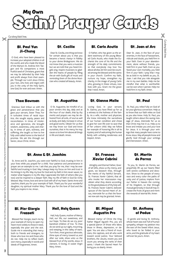 Saint Prayer Cards For Children Volume 2 - Jpg file