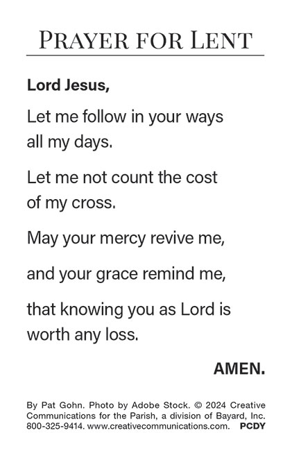 Lent Prayer Card - Luke 9:23 (Set of 50) - Jpg file