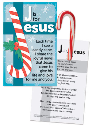 J is for Jesus Christmas Candy Card with Peppermint (Set of 12)