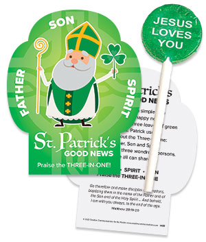 St. Patrick's Good News Candy Card with Sucker (Set of 12)