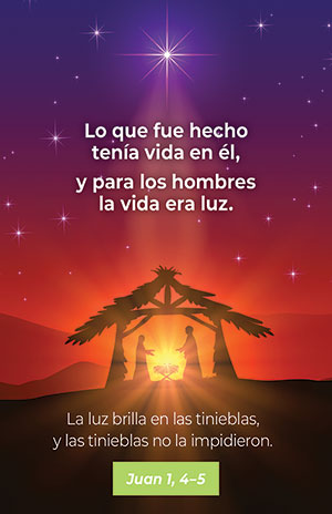 In Him was Life Christmas Spanish Prayer Card (Set of 50)