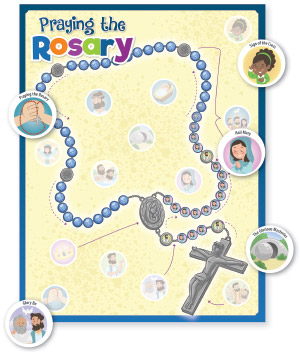 Praying The Rosary Activity Sheet with Stickers (Set of 12)