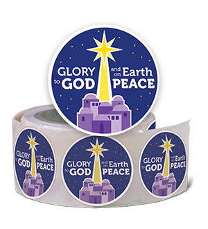 Glory to God and on Earth Peace - Christmas Sticker Roll (Roll of 100 Stickers)